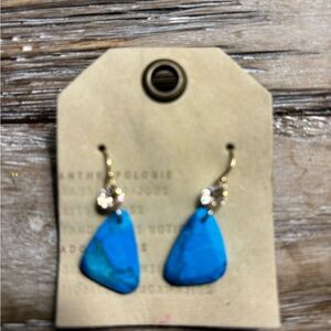Anthropologie Stone Drop Earrings/Turquoise /Lightweight